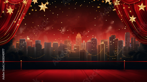 Hollywood theme Party Background with empty copy space. Generative AI.