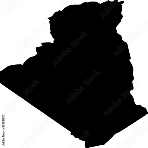 State borders of country Algeria. Algerian border. Algeria map. Card silhouette. Banner, poster template. Independence Day.
