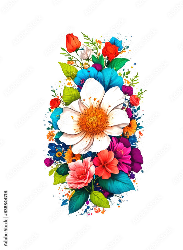 3d Wedding flowers illustration with a white background 