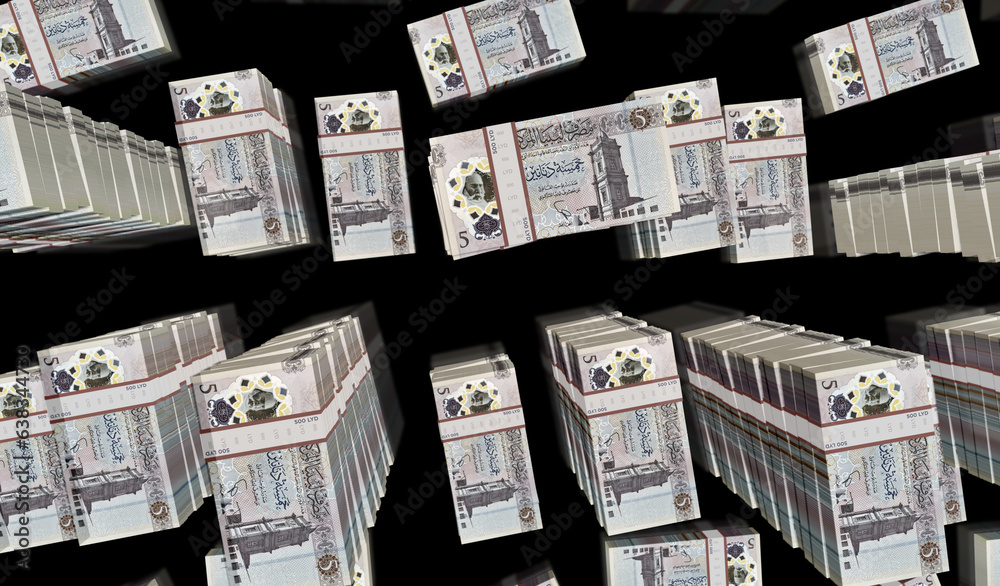 Libya Dinar money banknotes pack 3d illustration Libya Dinar money banknotes pack 3d illustration
