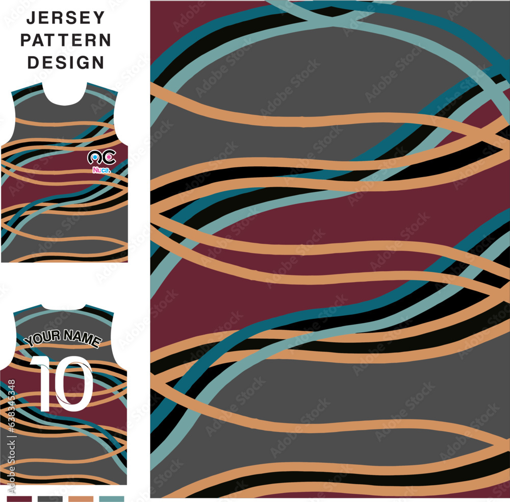 Abstract curve line concept vector jersey pattern template for printing or sublimation sports uniforms football volleyball basketball e-sports cycling and fishing Free Vector. Abstract curve line concept vector jersey pattern template for printing or sublimation sports uniforms football volleyball basketball e-sports cycling and fishing Free Vector.