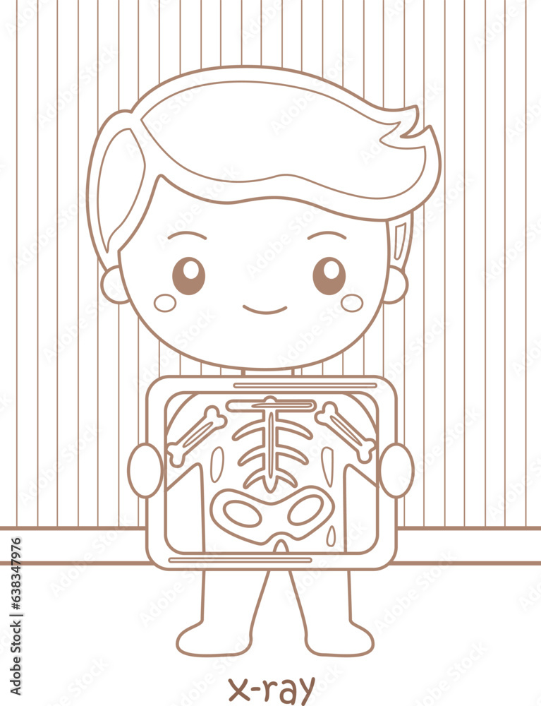 Alphabet X For X-Ray Vocabulary School Lesson Reading Cartoon Coloring Pages A4 for Kids and Adult Activity Alphabet X For X-Ray Vocabulary School Lesson Reading Cartoon Coloring Pages A4 for Kids and Adult Activity
