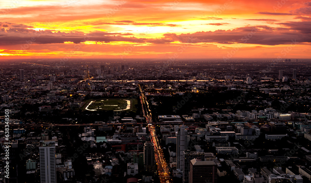 Fototapeta premium cityscape in the evening,and sunset,and light of twilight