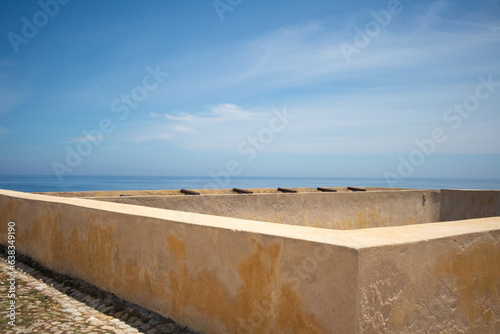 Sagres Fortress cannons on a blue sky day