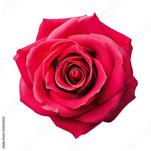 Beautiful single rose flower isolated on white background.
