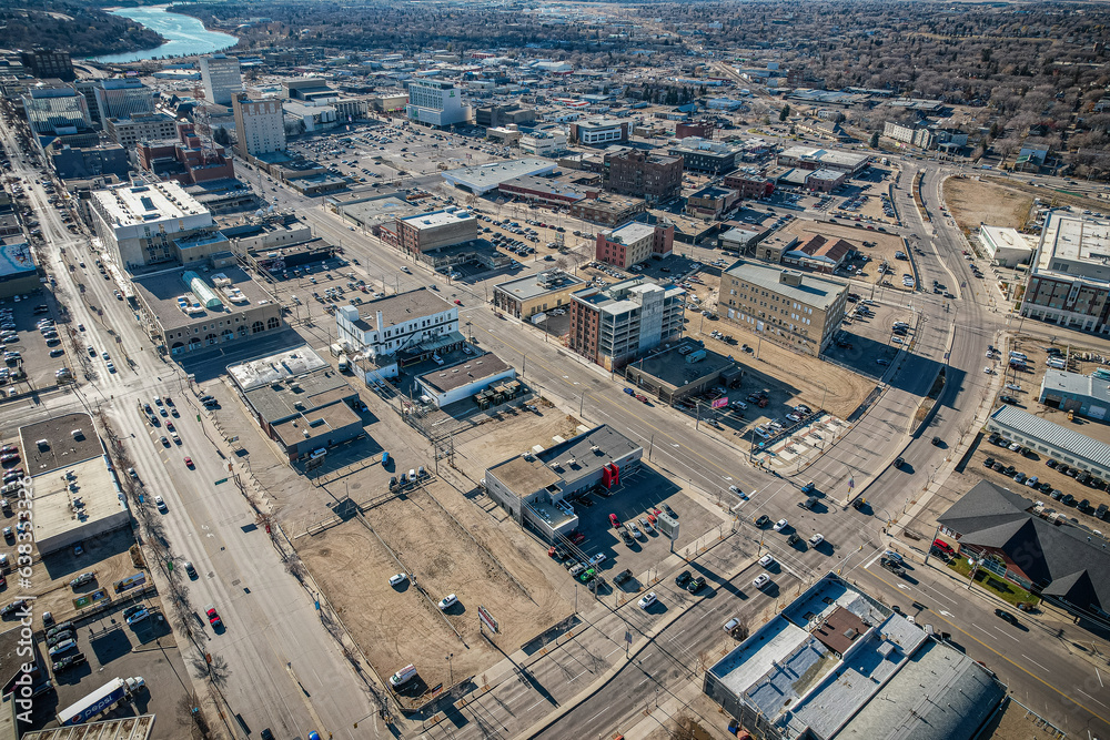 Fototapeta premium Heart of the City: Downtown Central Business District, Saskatoon, Saskatchewan