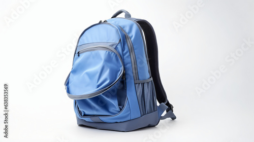 Blue backpack isolated on white background
