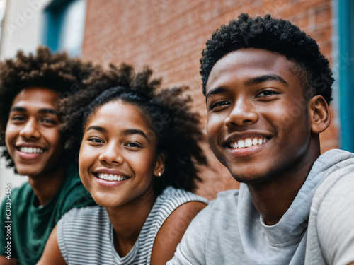 photo of group black teenage freshy student at university, generative AI