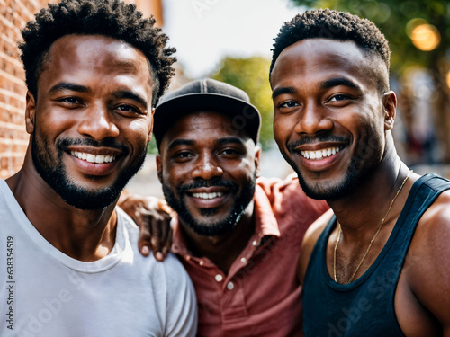 photo of group happy black strong man, generative AI © Flash