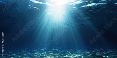 Sunlit serenity. Exploring underwater realm. Beneath surface. Capturing magic of ocean. Oceanic sunbeams. Enchanting depths of sea © Bussakon