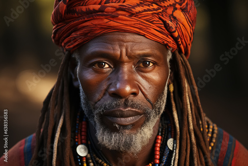 portrait of african man from tribe. Generative Ai photo