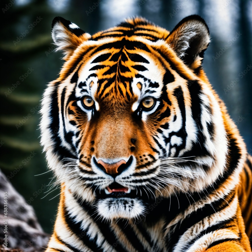 photo of big tiger running in the forest, generative AI photo of big tiger running in the forest, generative AI