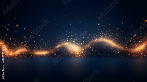 Dark blue and glow particle abstract background. Generative AI