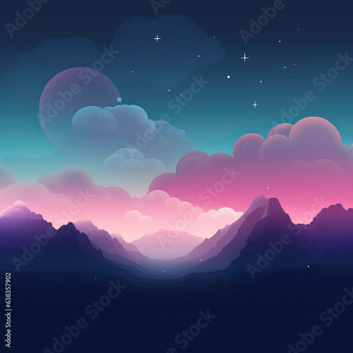  A sky clouds dark colors minimalistic dribbble style, Generative AI . photo