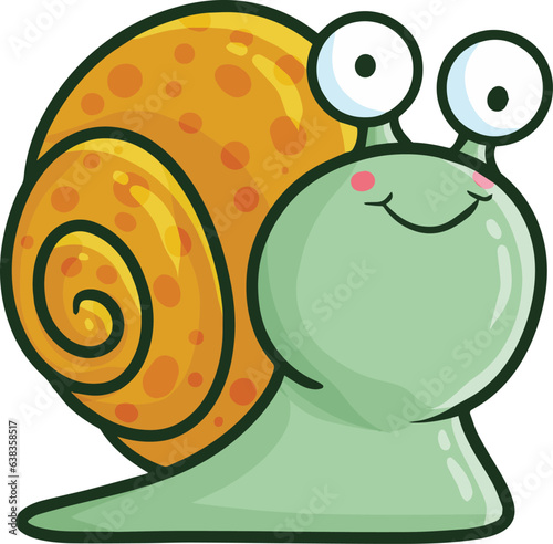 Cool green orange snail cartoon illustration