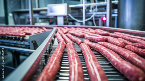 meat-packing plant sausage production, conveyor