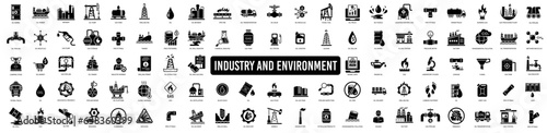 Fotografiet Industry and environment icons. Vector illustration