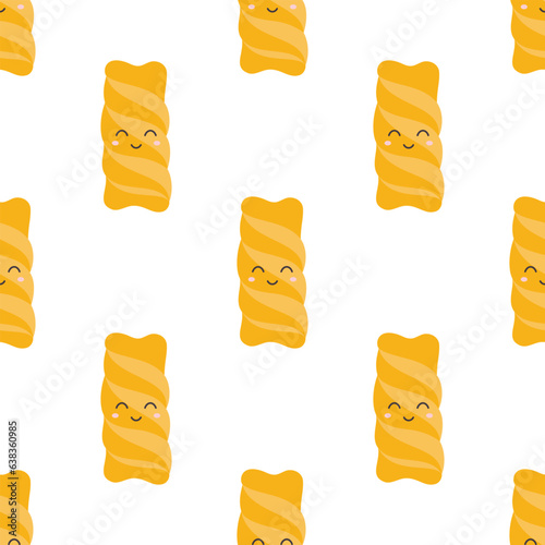 cartoon vector seamless pattern of fusilli pasta
