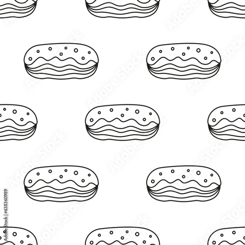 cartoon vector seamless pattern of eclair