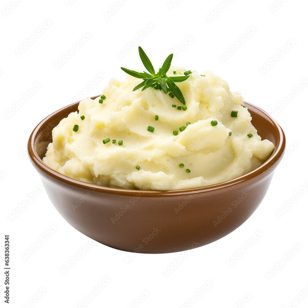 mashed potatoes in a bowl isolated on white background, png file. mashed potatoes in a bowl isolated on white background, png file.