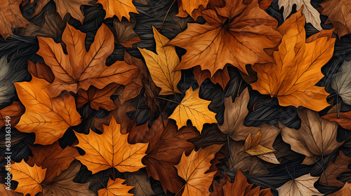 tree leafs on the ground  autumn background illustration