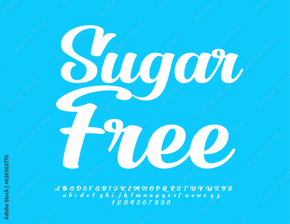Fototapeta premium Vector modern badge Sugar Free. Beautiful calligraphic Font. Creative Letters, Numbers and Symbols set