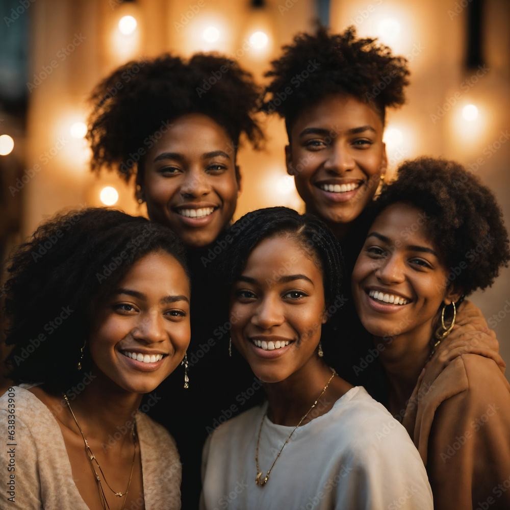 group of happy young teenage at the night party, generative AI group of happy young teenage at the night party, generative AI