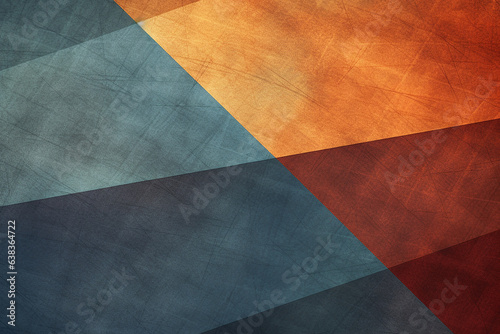 Abstract Background: Black Dark Blue Gray Copper Red Brown Burnt Orange Gold Yellow Colors with Color Gradient Ombre, Geometric Shapes, and Textured Design Template