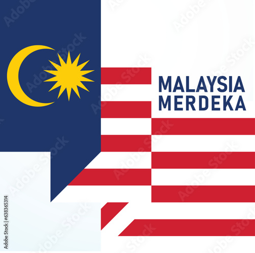 Malaysia Merdeka. 31 Ogos (Translate:  Independence of Malaysia. August 31). Vector Illustration and Logo.