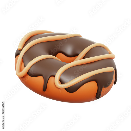 Chocolate Donut 3D icon Isolate Transparent Background, 3D Rendering illustration