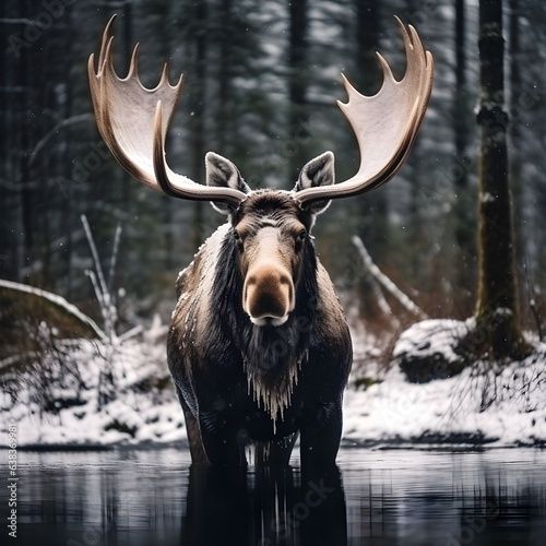 bull elk in winter