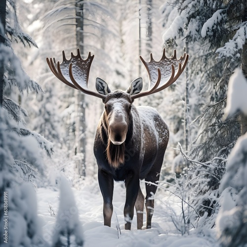 bull elk in winter