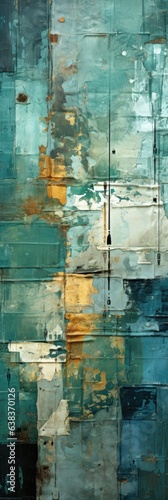 Grunge Background Captures Earthy Shades - Immersed in Tones of Blue, Green, Gray, and Glimpses of Bronze - A Timeless Grunge Texture created with Generative AI Technology