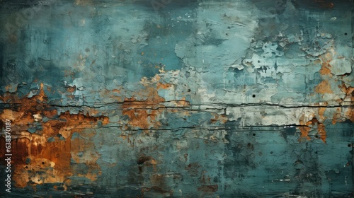 Grunge Background Captures Earthy Shades - Immersed in Tones of Blue, Green, Gray, and Glimpses of Bronze - A Timeless Grunge Texture created with Generative AI Technology