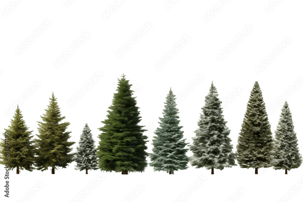 Multiple Trees Isolated on Transparent Background - Generative AI