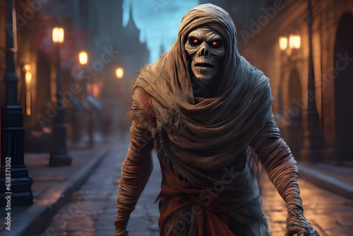 Portrait of a scary mummy. Generative Ai