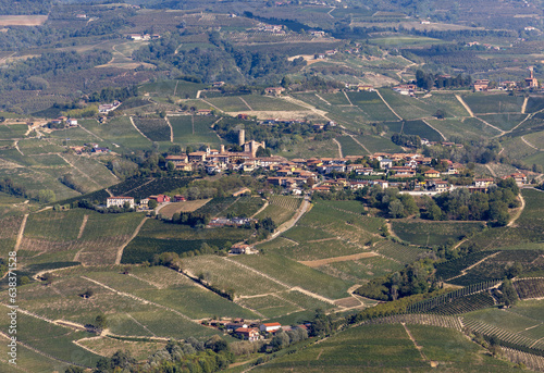 View of Langhe vineyards from La Morra,  UNESCO Site, Piedmont, Italy