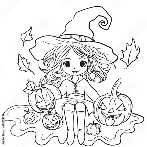 halloween witch with pumpkin