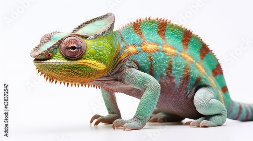 Chameleon photo realistic illustration - Generative AI. © Mariia