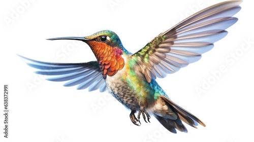 Humingbird photo realistic illustration - Generative AI. © Mariia