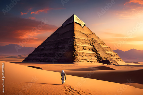 Egyptian pyramid outdoors. Generative Ai Fototapeta