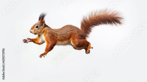 Red squirrel photo realistic illustration - Generative AI. photo