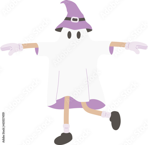 Retro Ghost Halloween Isolated Illustration Mascot Pose.svg