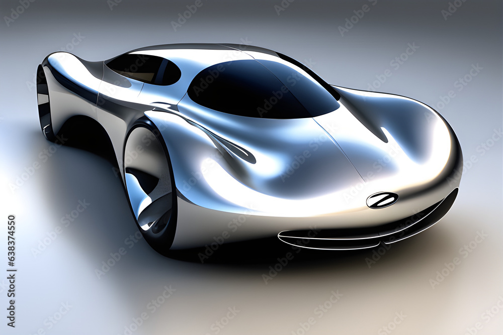 future silver car created with generative Ai