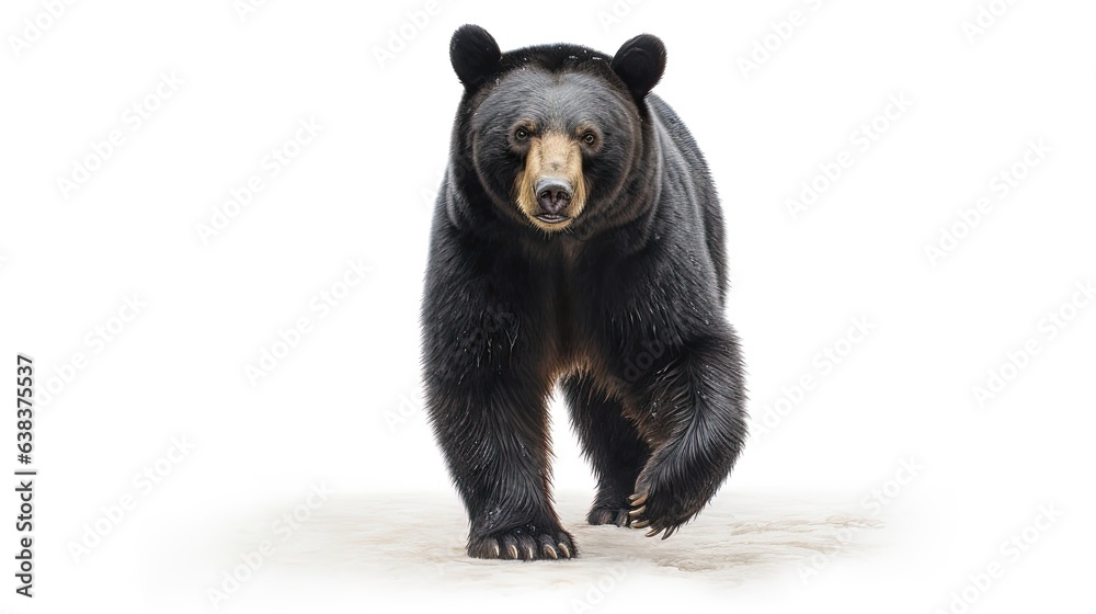 Fototapeta premium Black bear photo realistic illustration - Generative AI.