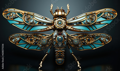 Beautiful mechanical butterfly, steampunk animal, 3d illustration. © Andreas