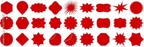Set of red starburst. Design elements - best for sale sticker, price tag, quality mark.