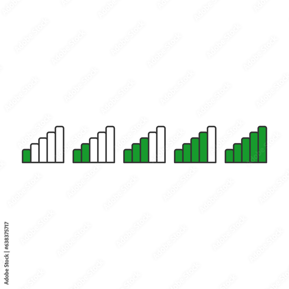 Connection Indicator Bar In Green Color And Black Line From Low To High Signal
