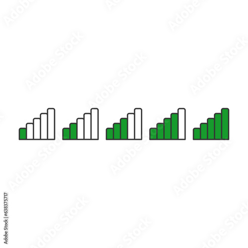 Connection Indicator Bar In Green Color And Black Line From Low To High Signal 
