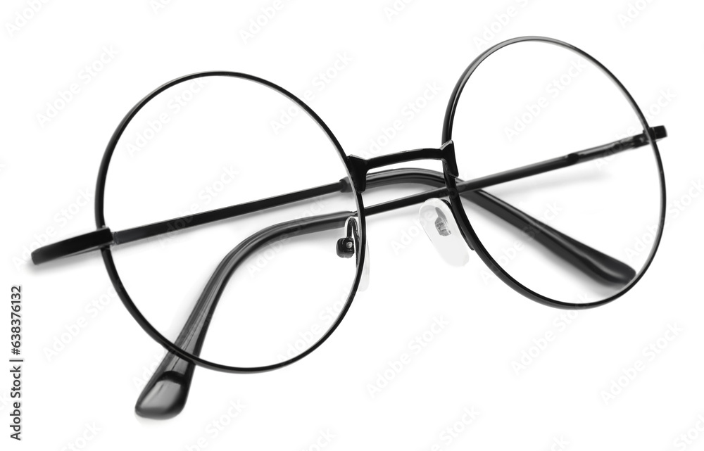Round glasses with black frame isolated on white Round glasses with black frame isolated on white